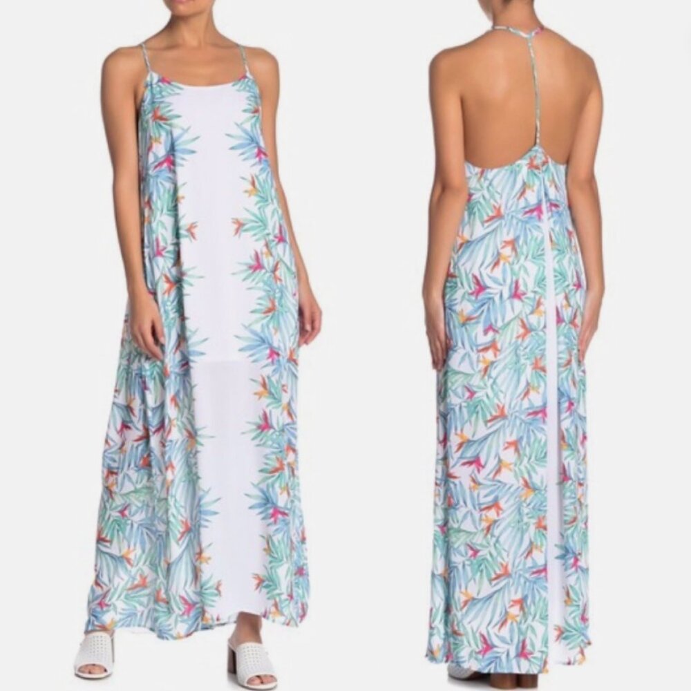 Show Me Your Mumu Womens Maxi Dress XS Tropical Palm Party T-Rex T Strap pre-own